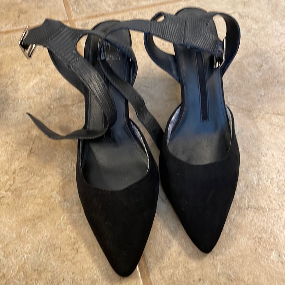 New Direction Black Heels With Ankle Buckle